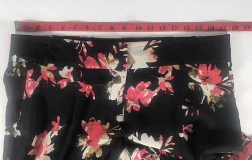 Ann Taylor Loft Pants Womens 10 Black Pink Floral Pockets Cuffed Lightweight - Picture 6 of 14