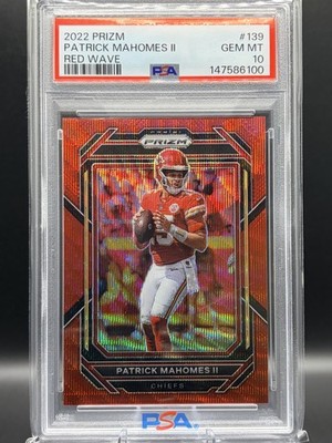 PATRICK MAHOMES II 💎2022 Panini Prizm #139 Red Wave Prizm /149 PSA 10 GEM💎