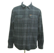 ORVIS Men's Size XL Gray Check Button Front Heavy Flannel Shirt Cotton Coat