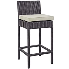 Modway Convene Outdoor Patio Fabric Bar Stool in Espresso Beige