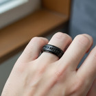 8mm Black Titanium Wedding Band – Black CZ Eternity Inlay beveled Edge Ring — photo 5