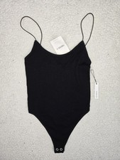 NWT FOREVER 21 Size Medium Women's Black Seamless Bodysuit Thin Ribbed