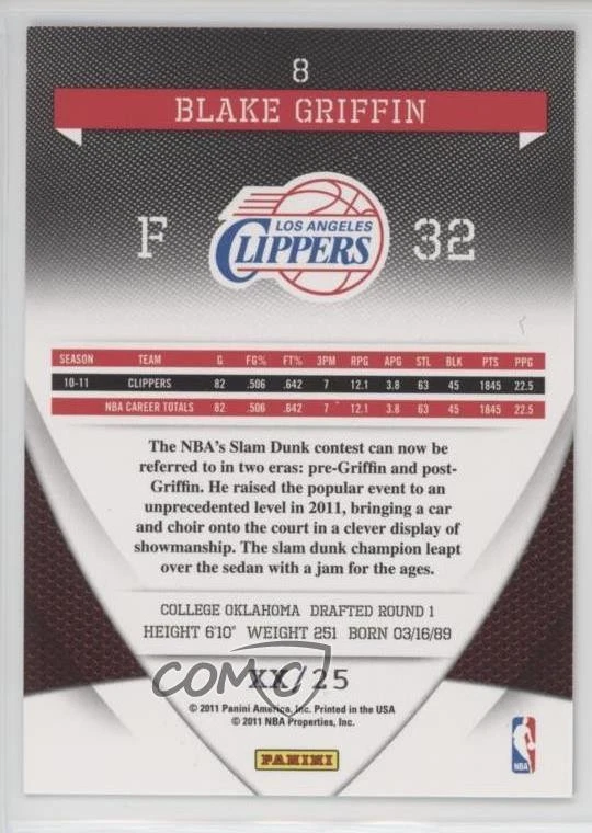 2011 Donruss Elite National Convention Aspirations /25 Blake Griffin #8 - Image 2 of 2