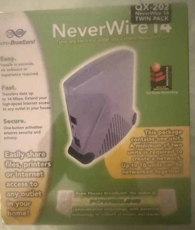 Phonex Broadband NeverWire 14 Twin Pack Powerline Adapter