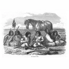 NATIVE AMERICAN INDIANS Prairie Crees - Antique Print 1870