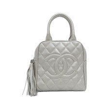 Chanel Caviar Skin Shoulder Bag Women Silver One Size