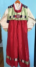  MADE IN KOREA Rare    Girls Korean Hanbok 3-Piece Outfit Set Size 13 Red Green