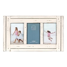 Homestead 3-Picture Frame, 4 x 6 Distressed White Wood Frame, Rustic 4 x 6 Pi...