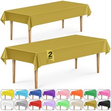 2 Rectangular Tablecloths, BPA-Free Plastic, 54 x 108 Inch, Disposable or Reu...