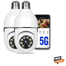 1080P Wireless Security Light Bulb Cameras - 360° View & Night Vision, 2PC