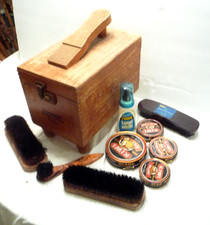 Vintage ESQUIRE SHOE VALET De Luxe Wood Shoe Shine Box With Accessories