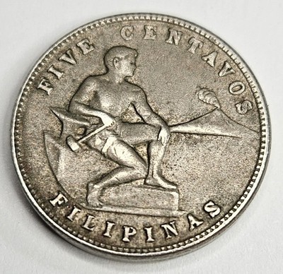 1941 M Philippines 5 Five Centavos - Circulated Filipino World Coin - US Admin