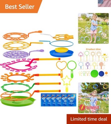 Luxury Bubble Wand Set with 12 Colorful Wands & Solution for Endless Summer Fun