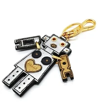 NO TARIFF Prada Key Ring Silver Gold 4754389