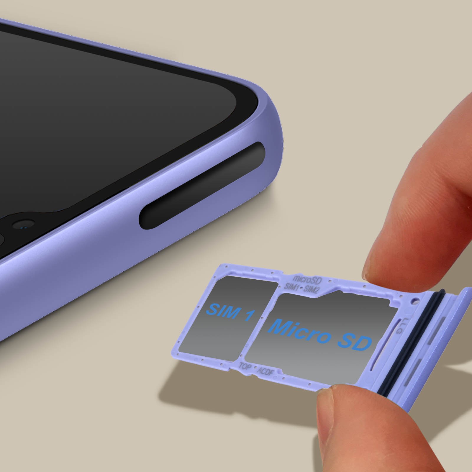 Tiroir Carte SIM pour Galaxy A34 5G Violet avec Support Micro-SD - 3