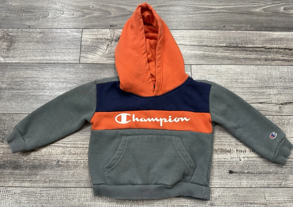 Champion Conjunto de 2 Piezas Niño Pequeño Talla 3T Chaqueta con Capucha Pantalones de Sudadera Verde y Naranja Foto 2 de 4
