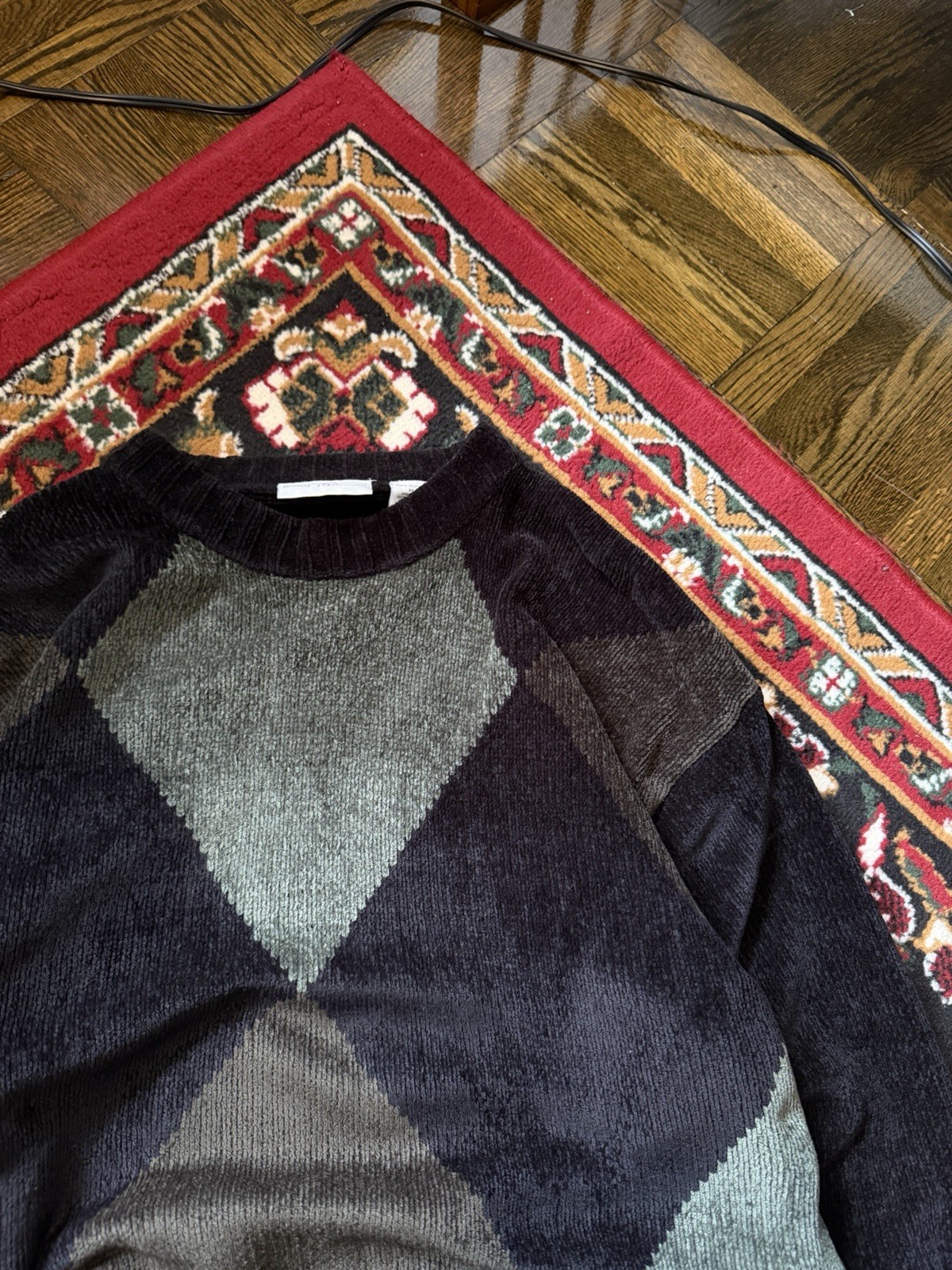 90s Vintage Modern Elements Argyle Pattern Sweate… - image 5