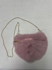 NWOT PINK FURRY CROSSBODY PURSE WITH GOLD CHAIN 8x9