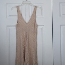Forever 21 Juniors Nude Solid Lace Lined Overlay Sleeveless Dress Size Medium
