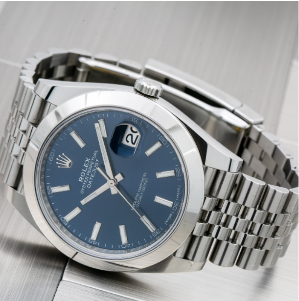ROLEX DATEJUST 41 WATCH 126300 BLUE DIAL DOMED BEZEL JUBILEE BAND STAINLESS