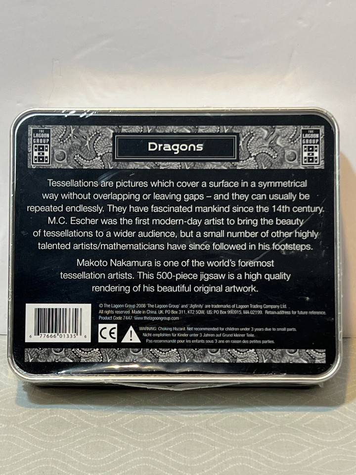 Jigfinity Dragons Jigsaw Puzzle Tin Box NEW Sealed 500 Pieces Makoto