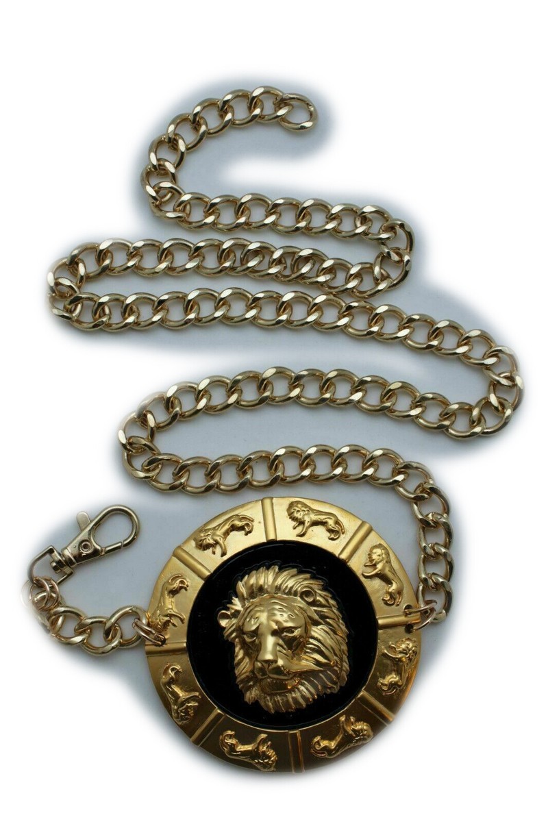 *Bold Lion Link Belt Lightweight Goldtone Metal Goldtone chain lion - Gem main image 4