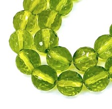 25 Peridot / Olivine Glass Crystal Faceted Round Beads 8mm