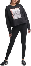 DKNY Sport Women City Skyline Graphic Sweatshirt Black Sz XL
