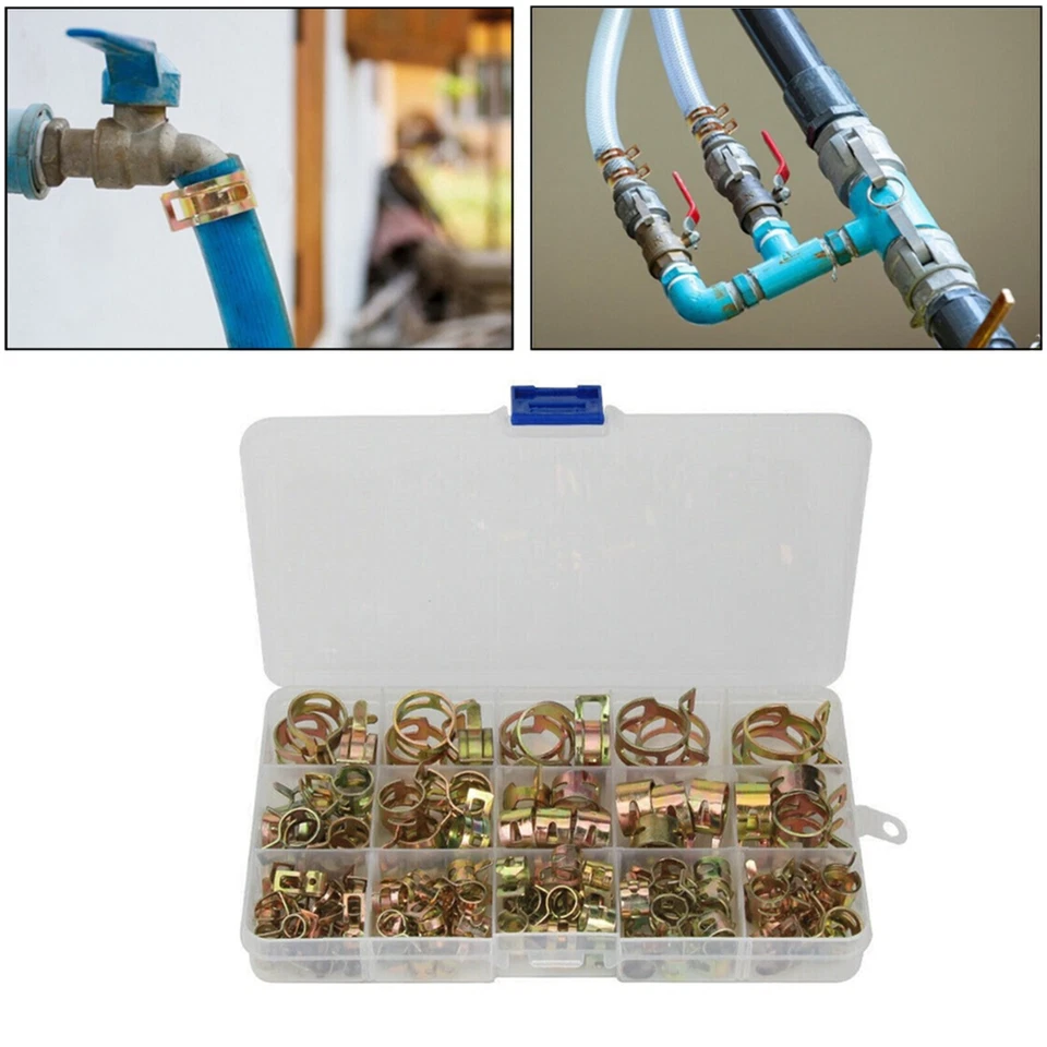 115PCS Hose Spring Clamps 6mm-22mm Fastener Fuel Water Line Pipe Air Tube Clips Foto 4 de 4