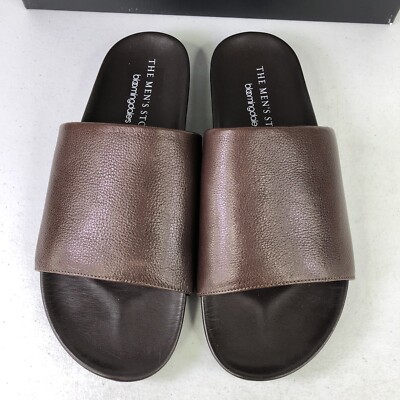 Men\'s Store Bloomingdales Exclusive Smith Brown Leather Men\'s Slides Sandals Bloomingdale main image 3
