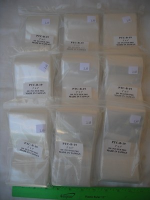 Lot of 9 PTC-B-19, 3'' x 5'' 3x5 Zipper Plastic Bags, 100 Pieces,Clear,Reclosable