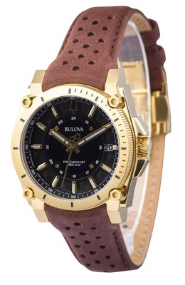 Bulova Icon Precisionist Lederriemen Schwarzes Zifferblatt 97B216 100M Herrenuhr