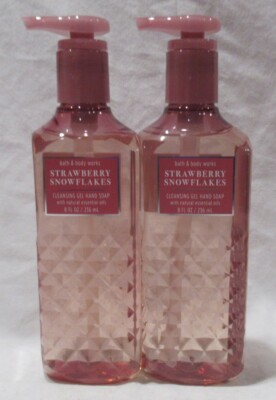 Bath & Body Works Cleansing Gel Hand Soap Lot Set of 2 STRAWBERRY SNOWFLAKES