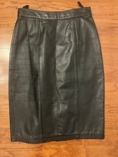 VINTAGE LEATHER PENCIL A LINE SKIRT BLACK SNAPS ZIP SZ 7/8
