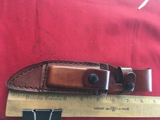 LEATHER SHEATH WITH STONE  FOR SCHRADE GOLDEN SPIKE hunting knife 5 INCH 4153