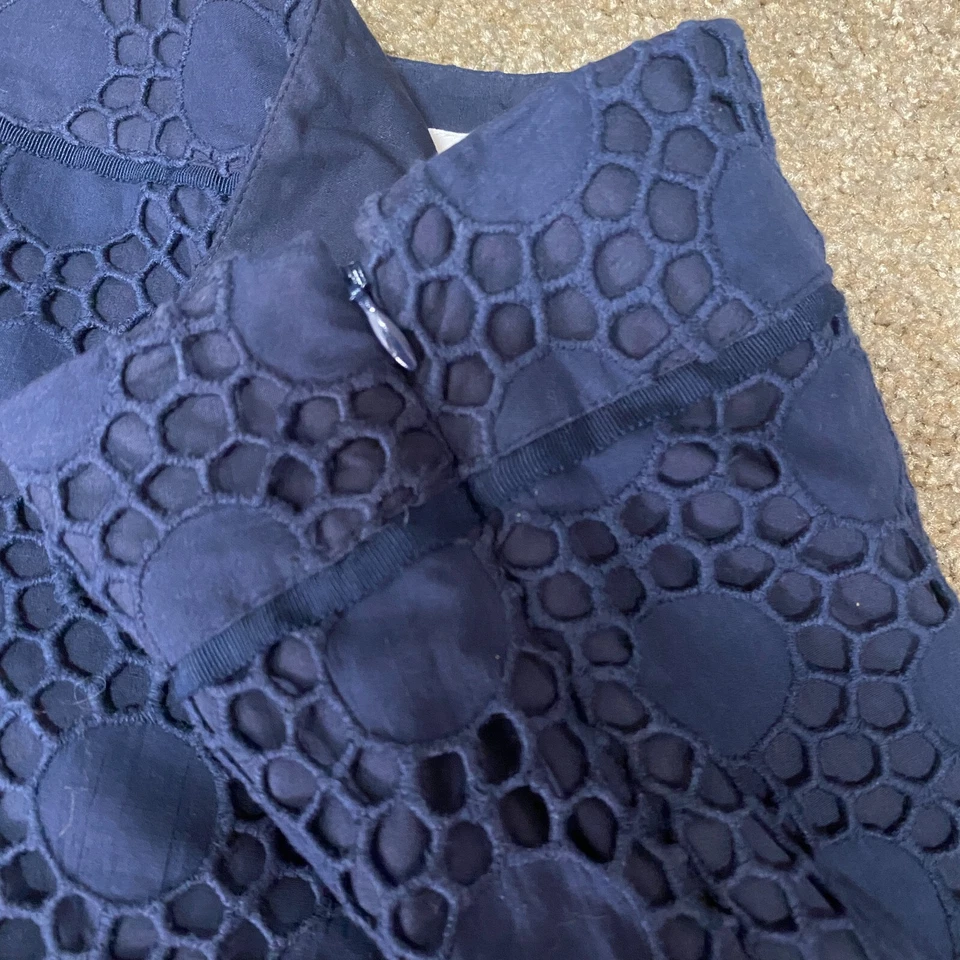 Vineyard Vines Margo Mini Skirt Women's 2 Navy Ellie Eyelet Cotton Lined Coastal - Image 4 of 4