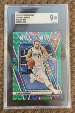 LUKA DONCIC 2020-21 Panini Mosaic Will To Win GREEN Mosaic Prizm #12 SGC 9