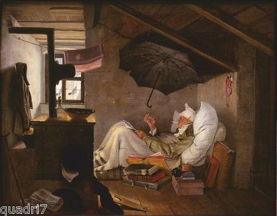 Spitzweg - Der arme Poet - Leinwandbild auf Keilrahmen gespannt versch. Größen