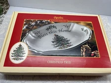 NEW Spode Christmas Tree Bless This Home 11" x  7” Tray  In Box  ret $40