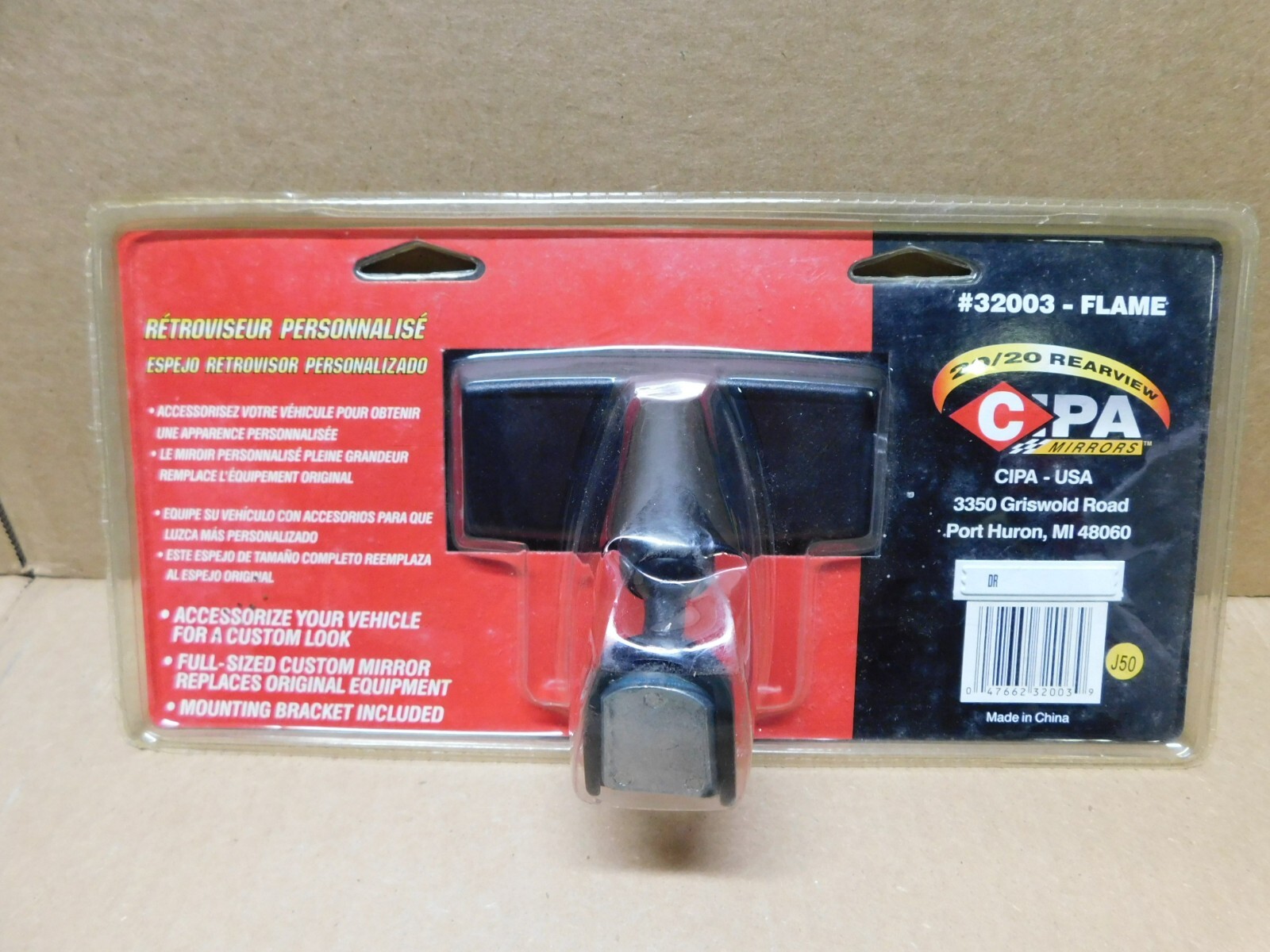 New CIPA Custom Chrome Flames Flame Rearview Mirror 10"  Car Truck SUV Hot Rod