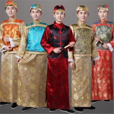 Chinese Traditional Men Qing Clothing Emperor Prince Robe Show
