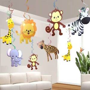 30pcs Safari Animal Jungle Ceiling Hanging Swirl Decorations Baby