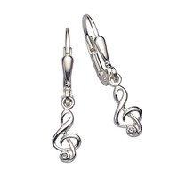 Zeeme Silver OhrhäNger 925 Sterling Silber Rhodiniert NotenschlüSsel 25Mm Lang