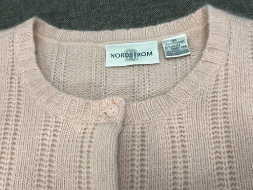 Set cardigan e gilet vintage Nordstrom 3x rosa chiaro maglione lana agnello maglia angora - Foto 4 di 12