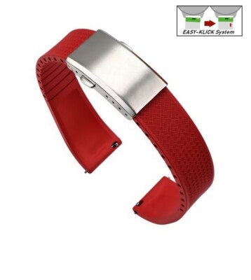 XS-Extrakurz Premium FKM-Kautschuk Uhrenarmband Modell Texturo-S rot 19 mm