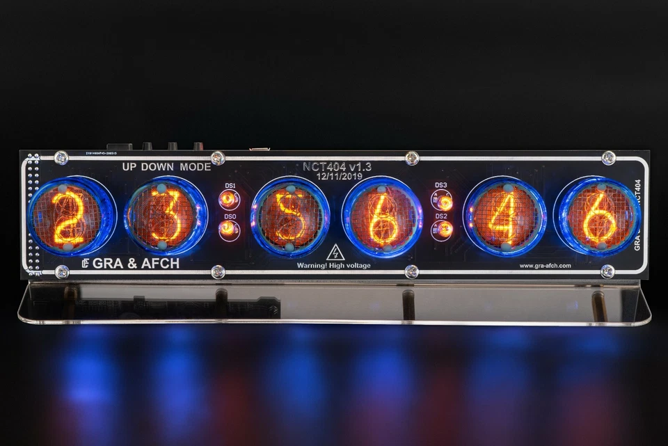 IN-4 Nixie Tubes Clock BLACK board with Sockets Temp F/C 12/24H on Acrylic Stand - Image 2 of 4