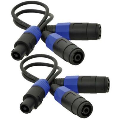 2 x Roar Speakon Lautsprecherkabel Splitter 2-Wege Verstärker PA DJ Lead Adapter