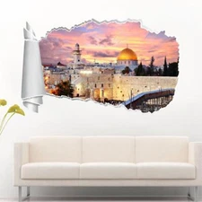 Jerusalem 3D Torn Hole Ripped Wall Sticker Decal Home Decor Art Mural WT81