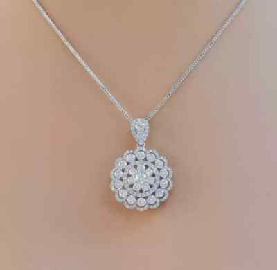 2Ct Round Cut Lab Created Diamond Necklace Pendant 14k White Gold Plated