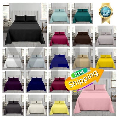 FLAT SHEET Plain Dyed Bed Sheets Super Soft & Cosy Easy Care Polycotton Bedding